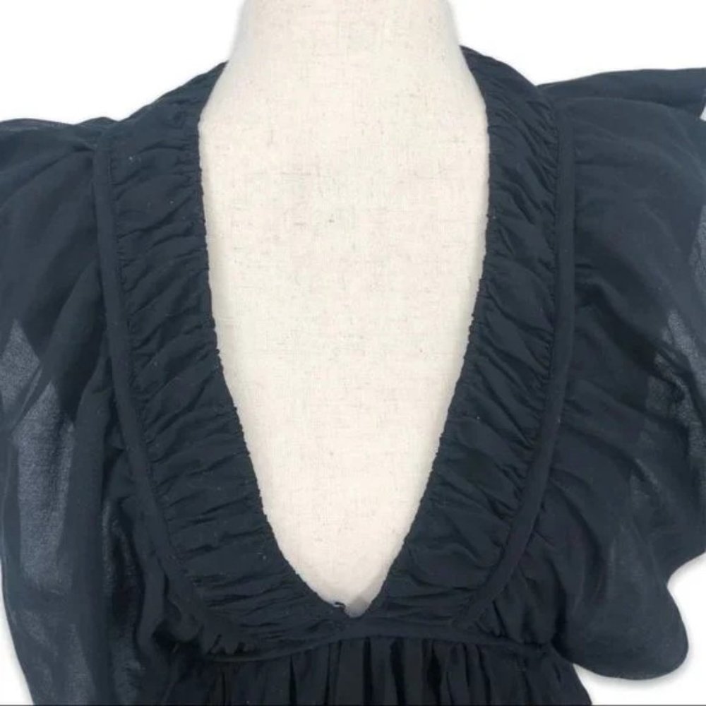 Tony Cohen Flutter Frill Sleeve Silk Blend Dress W/Pockets Size XS/2 - Picture 4 of 6